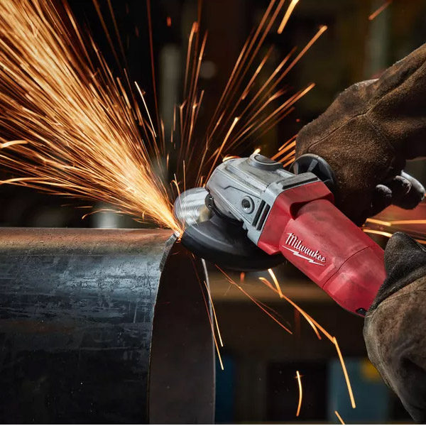 1250 W angle grinder with AVS and slim paddle switch
